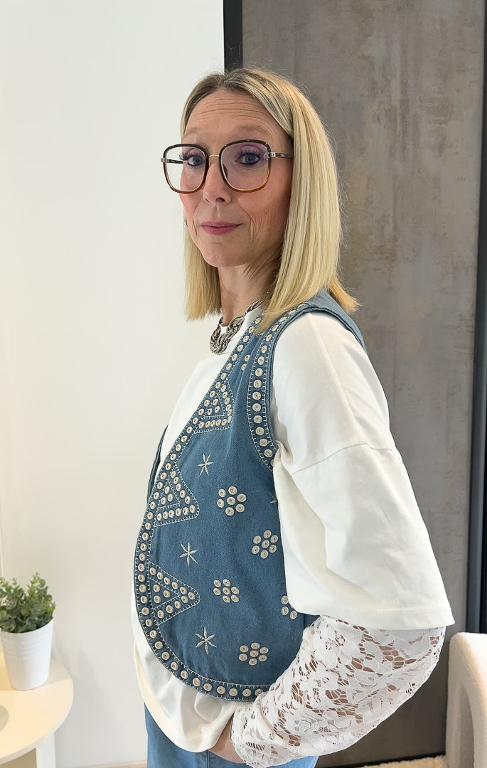 Gilet sans manches « JOHANNA »en denim style western « MILLY » – photo 3