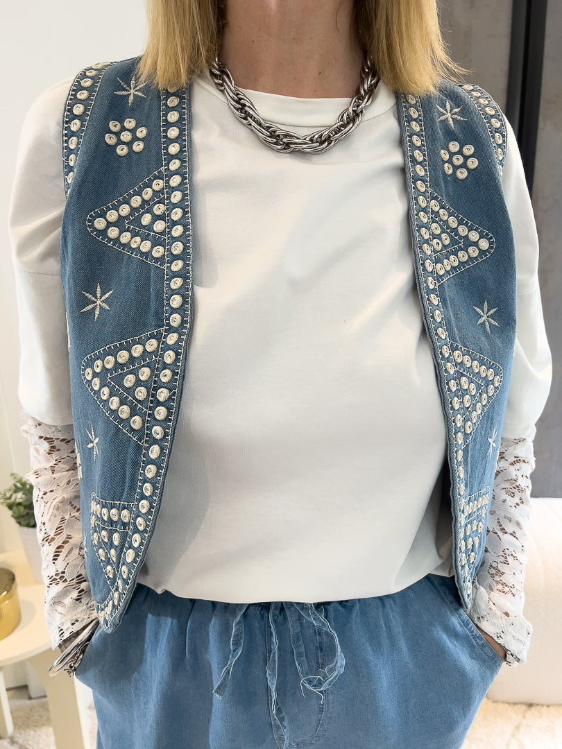 Gilet sans manches « JOHANNA »en denim style western « MILLY » – photo 2