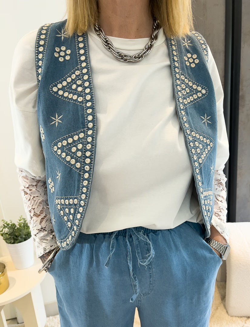 Tee-shirt en coton avec ses manches longues en dentelles « JULIETTE » – photo 2