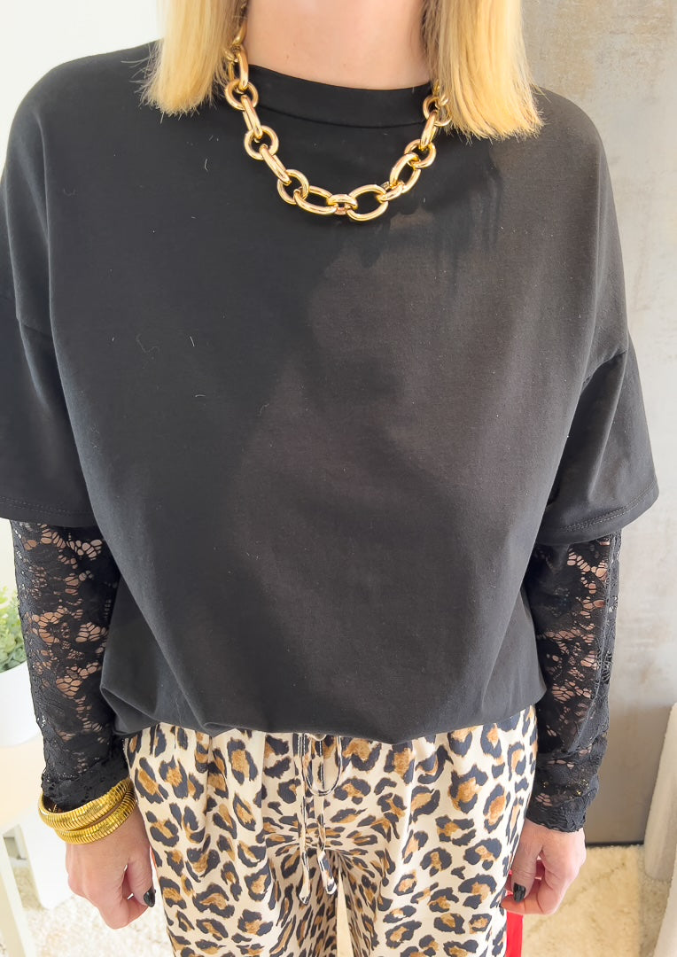 Tee-shirt en coton avec ses manches longues en dentelles « JULIETTE » – photo 3
