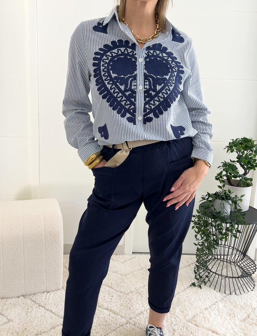 Chemise manches longues avec sa broderie forme coeur « CHARLOTTE » – photo 2