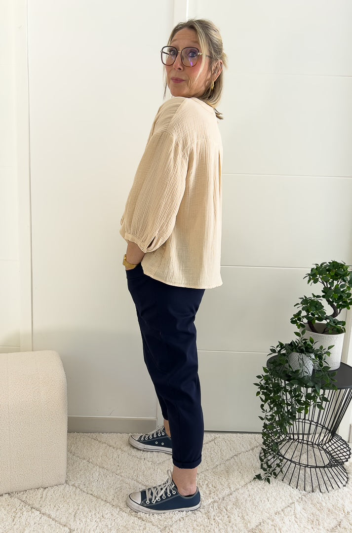 Chemise en coton avec motif oeil doré et bleu « OEIL » – photo 3