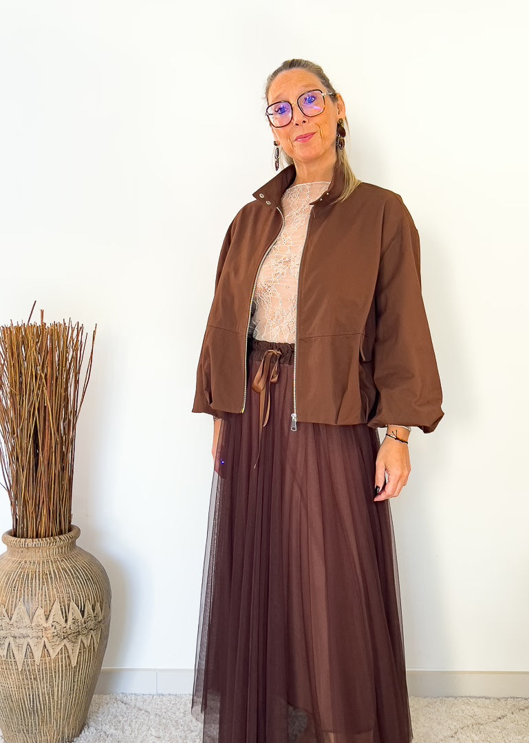 Jupon en tulle couleur chocolat « STELLA »