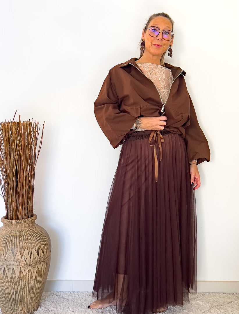 Jupon en tulle couleur chocolat « STELLA » – photo 3