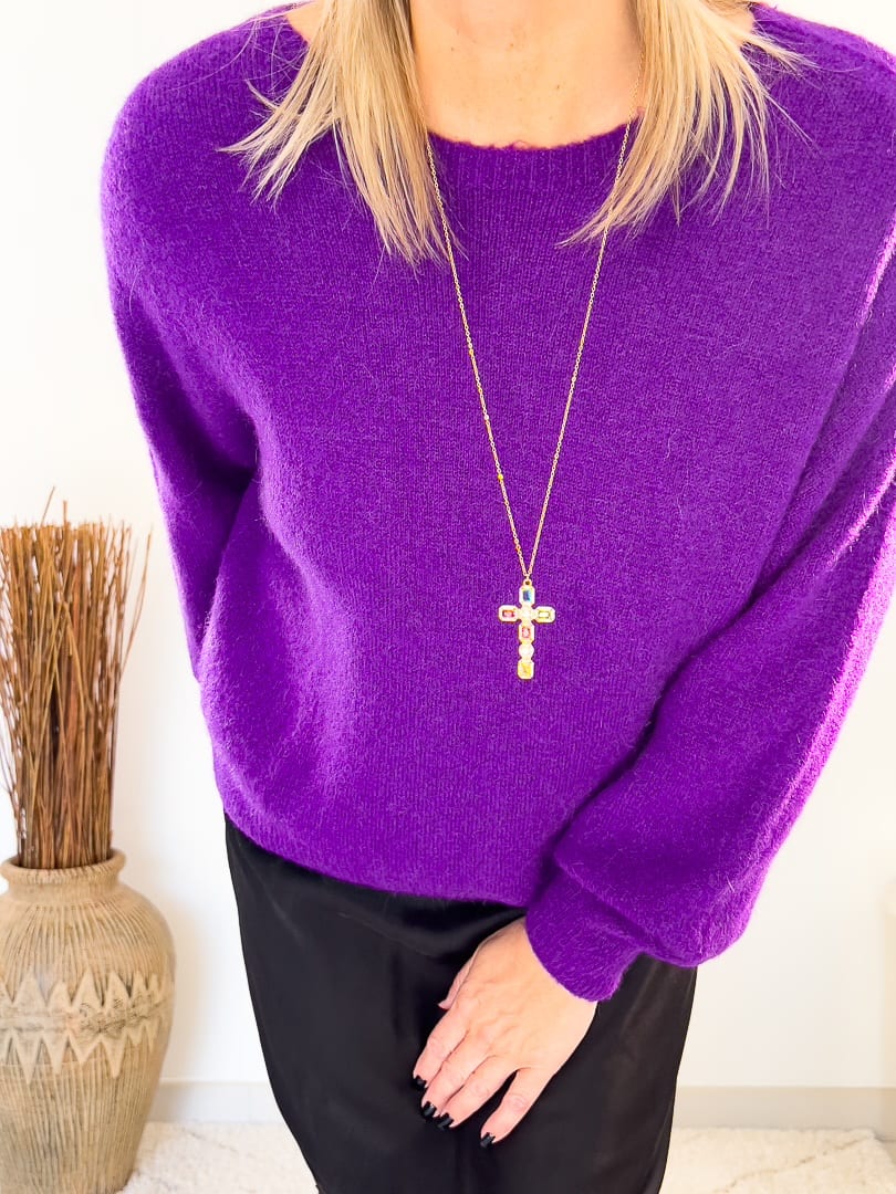 Pull col rond et manches longues en baby Alpaga » PAULA » – photo 2