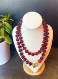Sautoir en perles bordeaux » LAURA »