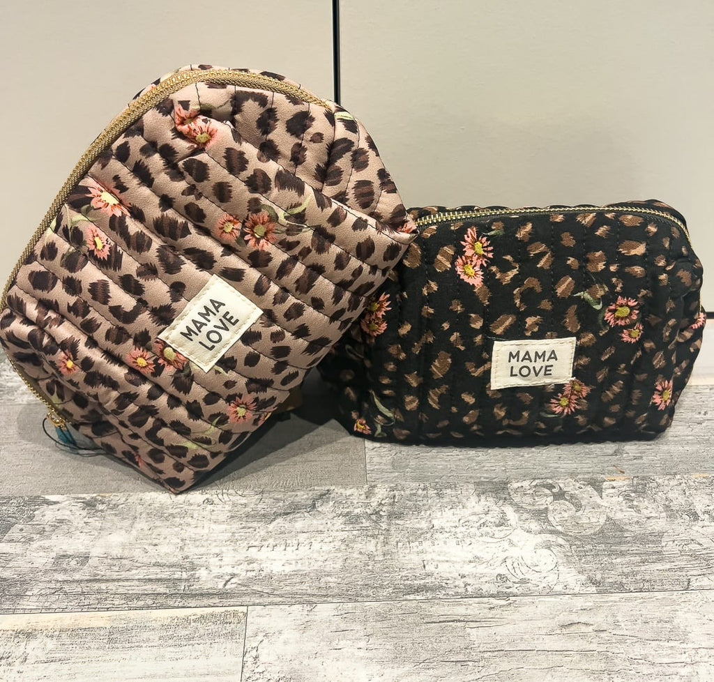Trousse de maquillage ou de toilette en tissu matelassé « FLEUR »