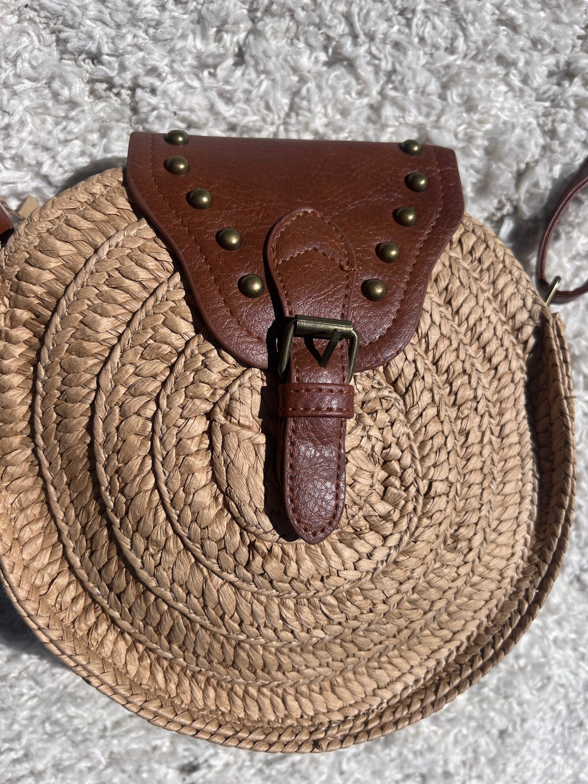 Sac forme rond en paille « BOHO » – photo 2