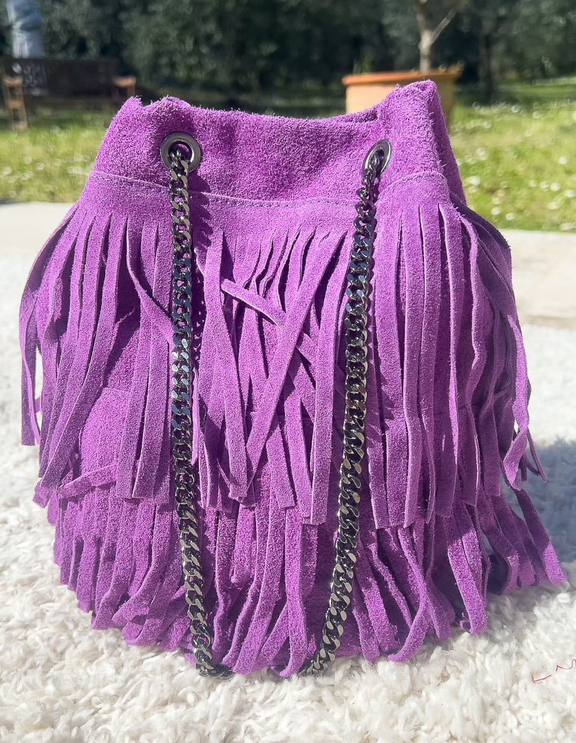 Sac forme seau en croûte de cuir « CLARISSE » – photo 4
