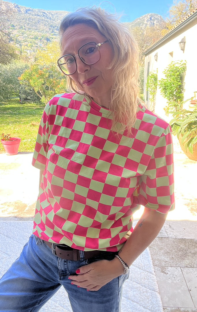 Tee-shirt à carreaux manches courtes « FLUO »