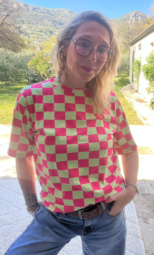 Tee-shirt à carreaux manches courtes « FLUO » – photo 4