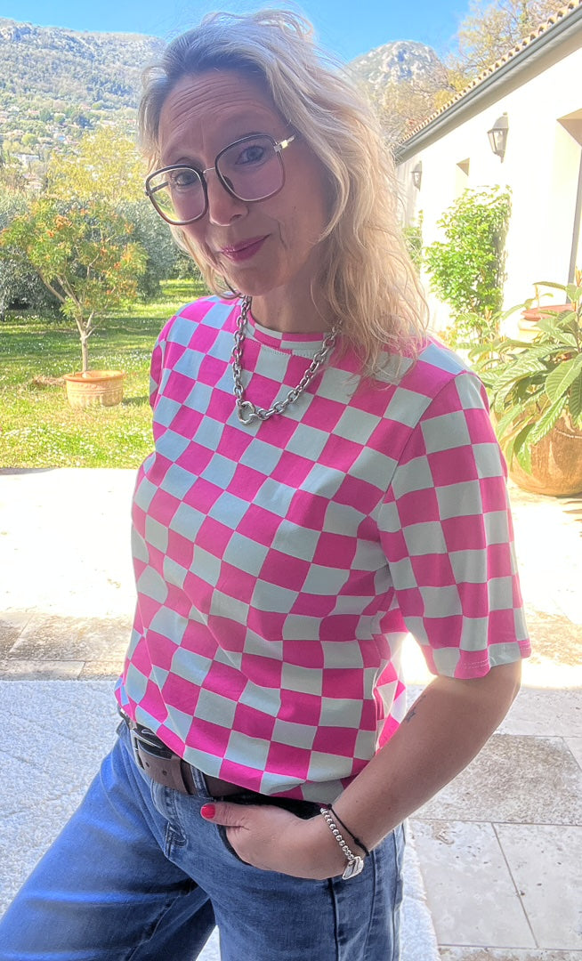 Tee-shirt à carreaux manches courtes « FLUO » – photo 6