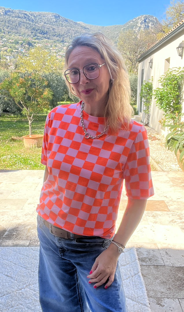 Tee-shirt à carreaux manches courtes « FLUO » – photo 5