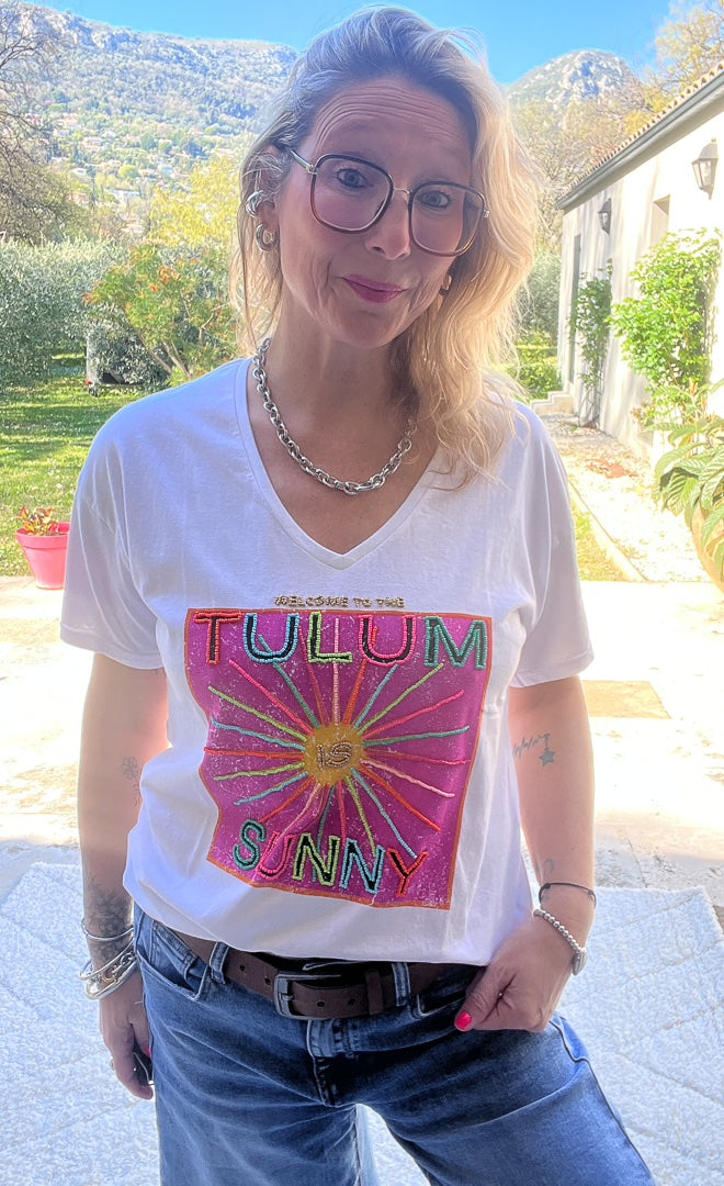 Tee-shirt à perles colorées « TULUM »