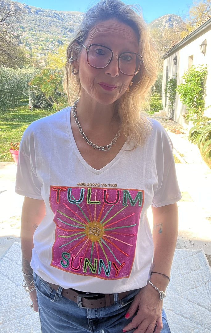 Tee-shirt à perles colorées « TULUM » – photo 2