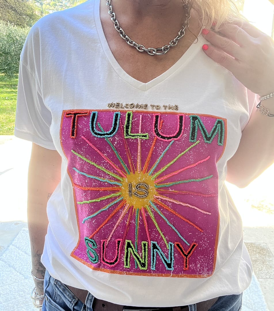 Tee-shirt à perles colorées « TULUM » – photo 4
