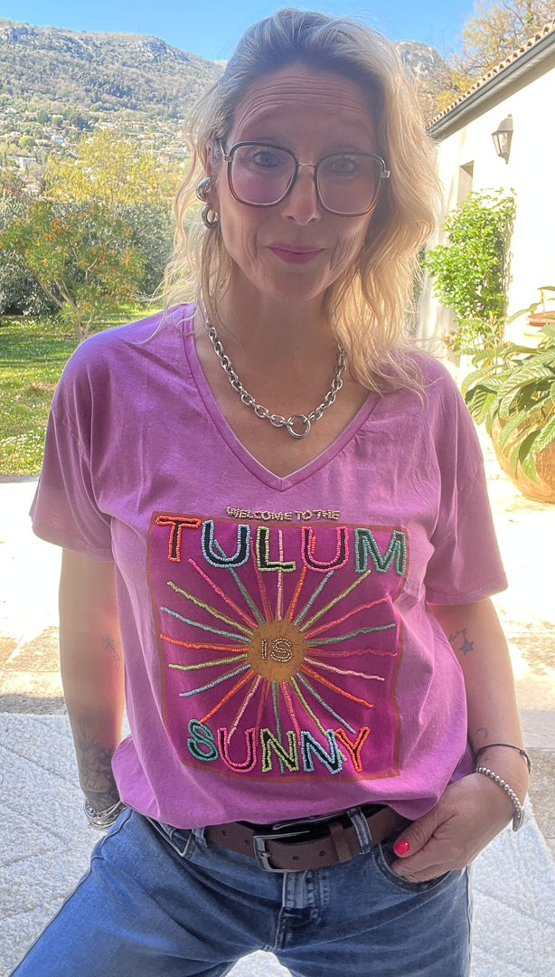 Tee-shirt à perles colorées « TULUM » – photo 3