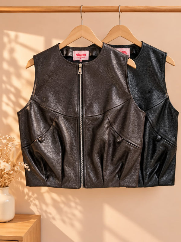 Veste sans manches effet cuir « CÉCILIA »