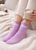 chaussettes femmes à paillettes couleur lilas