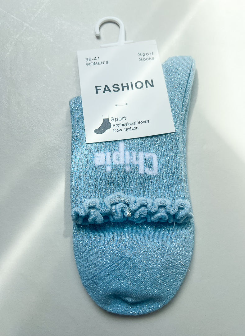 "CHIPIE" chaussettes pour femmes de couleur bleu clair